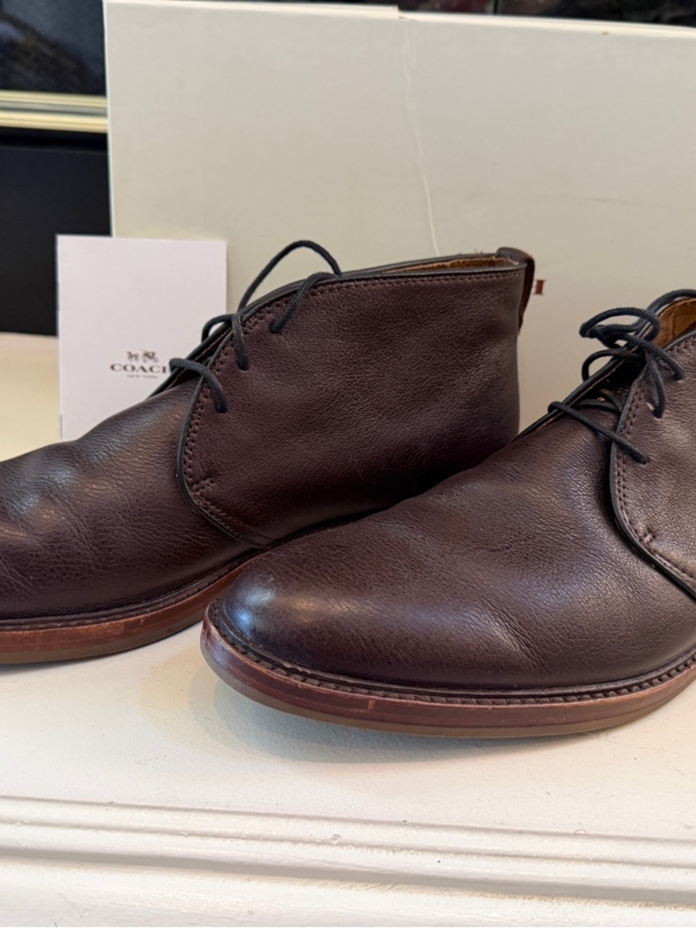 Coach Men's Dark Brown Leather Gavin Mudstone Boots - Picture 3 of 7